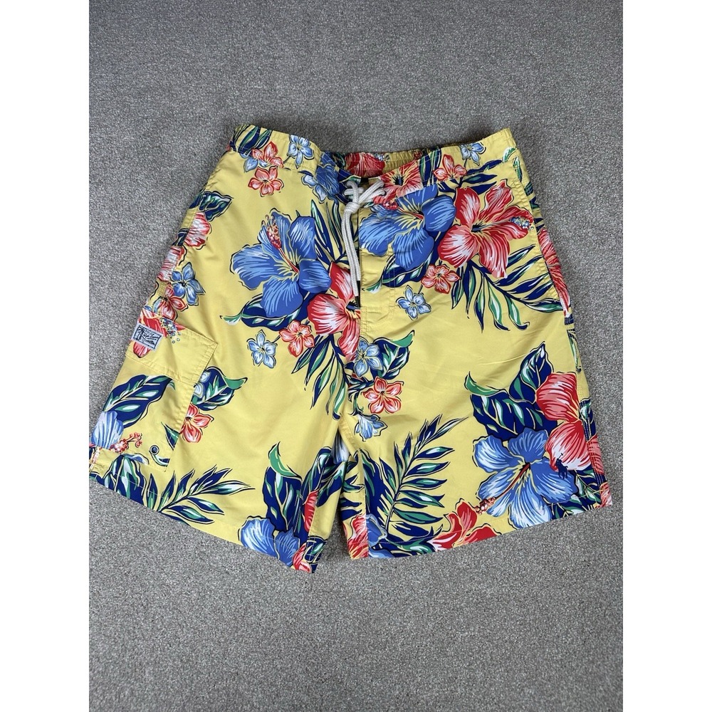 Polo Ralph Lauren Men's Medium Floral Lined Drawstring‎ Bathing Suit Swim Trunks